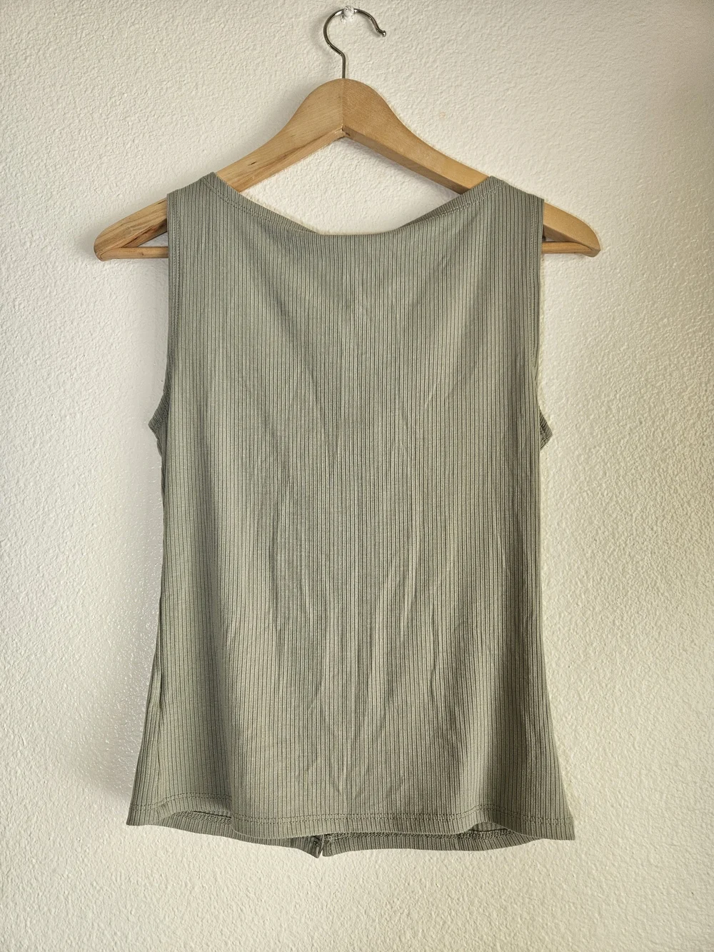 Pink Rose Ribbed Button-Front Tank Top Sage Green - Picture 2 of 9